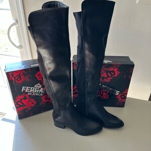 Fergalicious JACKIE Over the Knee Boots BLACK Size 7 M